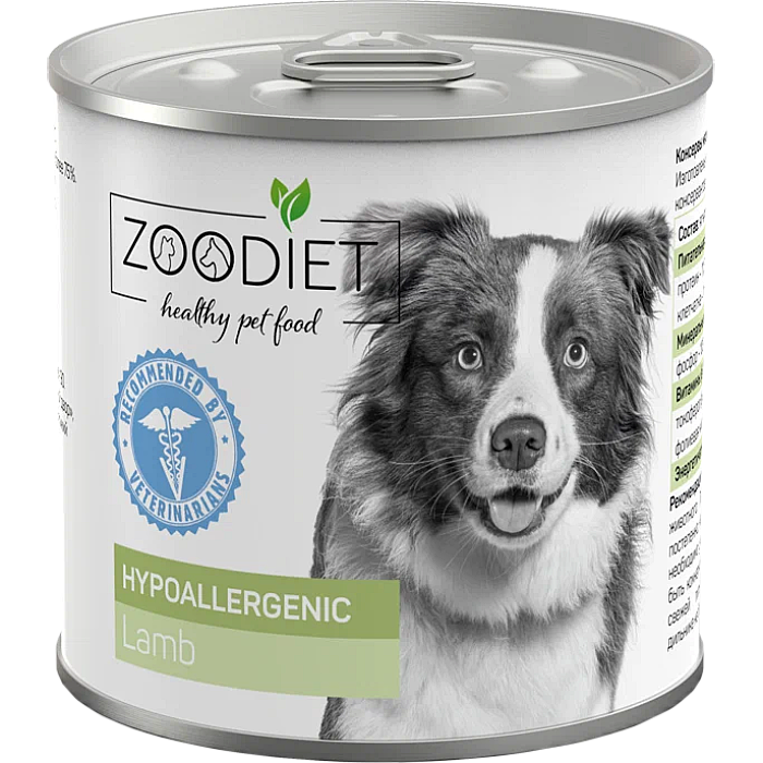 Лечебные консервы для собак ZOODIET Hypoallergenic Lamb Говядина при склонности к аллергии 240г