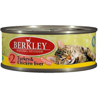 Консервы для котят BERKLEY KITTEN №2 беззерновые с индейкой и куриной печенью 100г