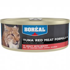 Консервы для кошек всех возрастов BOREAL беззерновые с красным мясом тунца и креветками в соусе 156г