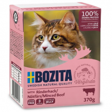 Влажный корм для кошек всех возрастов BOZITA BEEF беззерновой c рубленой говядиной в желе 370г
