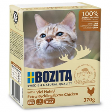 Влажный корм для кошек всех возрастов BOZITA EXTRA CHICKEN беззерновой с рубленой курицей в желе 370г