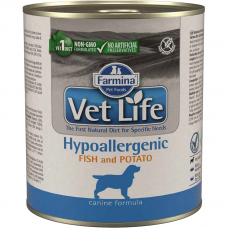 Лечебные консервы для собак с пищевой аллергией FARMINA VET LIFE DOG HYPOALLERGENIC с белой рыбой и картофелем 300г