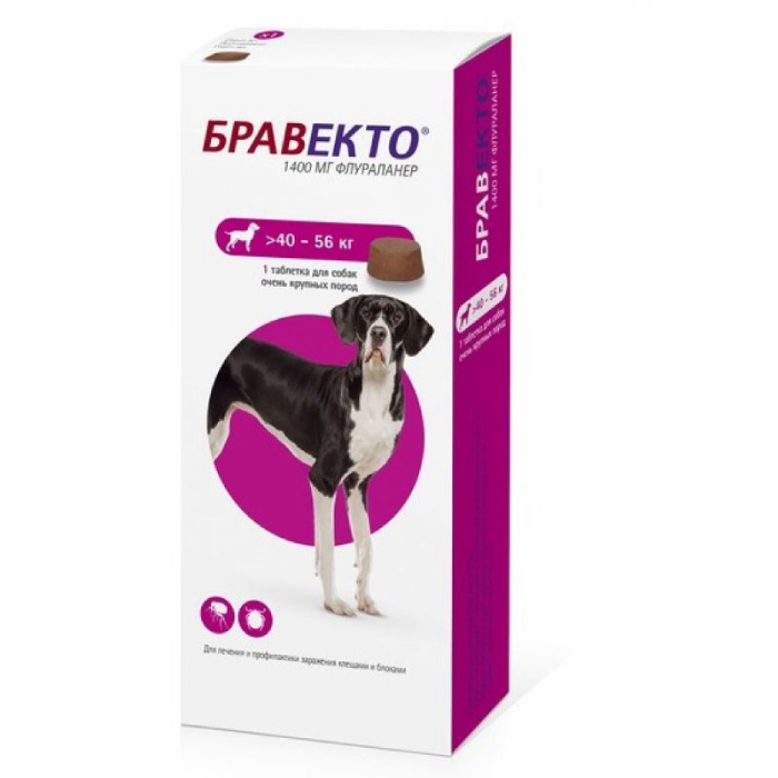 Фото - INTERVET БРАВЕКТО жевательная таблетка для собак 40-56кг