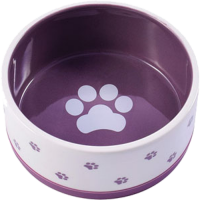 КЕРАМИКАРТ миска керамическая нескользящая для собак белая с фиолетовым 360 мл