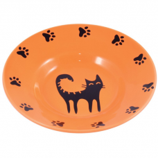 КЕРАМИКАРТ миска-блюдце керамическая для кошек 140мл оранжевая
