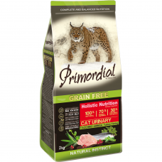 Сухой корм для кошек с Мочекаменной болезнью PRIMORDIAL беззерновой с индейкой и сельдью 32/16.5