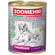 Консервы для взрослых собак ЗООМЕНЮ-ОРГАНИК Говядина с рубцом в желе 340 г